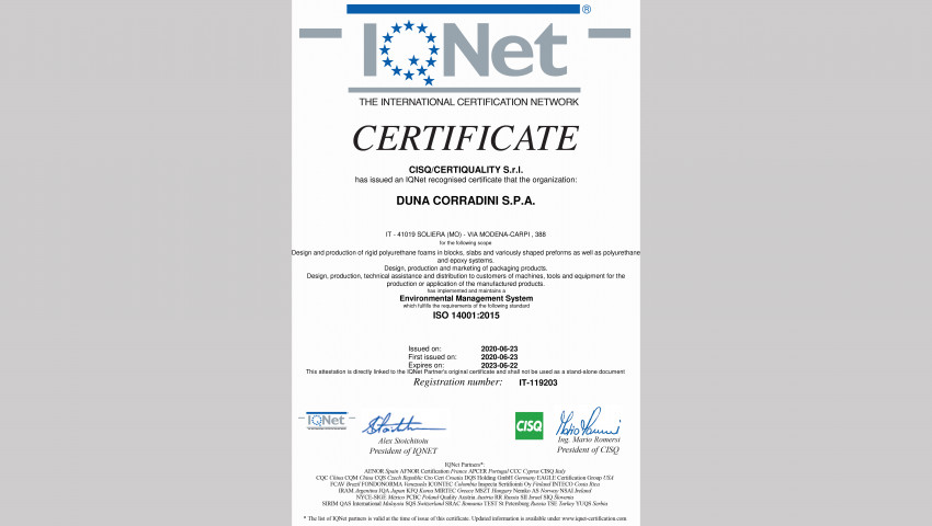 DUNA CERTIFIED ISO 14001